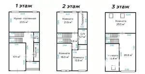 Таунхаус 240м², 3-этажный, участок 4 сот.
