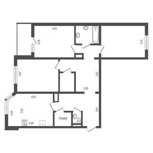 3-к квартира, на длительный срок, 76м2, 3/17 этаж