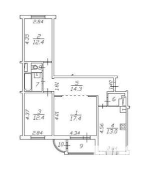 3-к квартира, на длительный срок, 75м2, 13/17 этаж