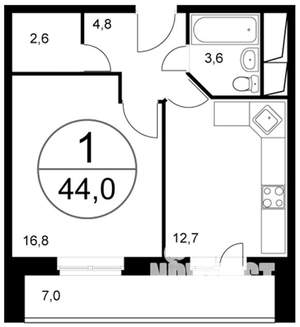 1-к квартира, на длительный срок, 41м2, 3/18 этаж