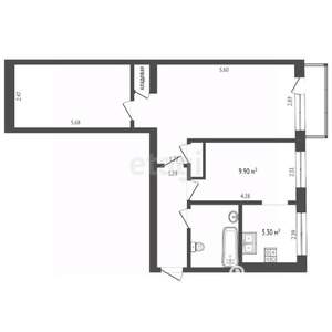 3-к квартира, вторичка, 59м2, 3/5 этаж