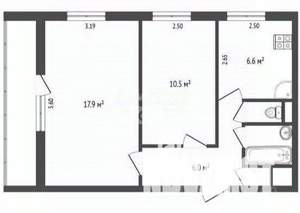2-к квартира, вторичка, 44м2, 1/12 этаж