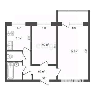 2-к квартира, вторичка, 45м2, 7/9 этаж