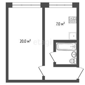 1-к квартира, вторичка, 30м2, 1/5 этаж