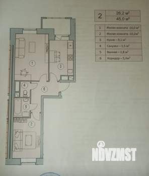 2-к квартира, вторичка, 46м2, 4/8 этаж