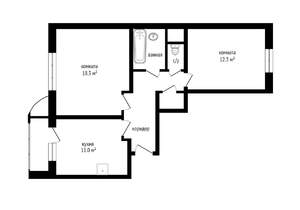 2-к квартира, вторичка, 55м2, 13/19 этаж
