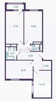 3-к квартира, вторичка, 86м2, 3/8 этаж