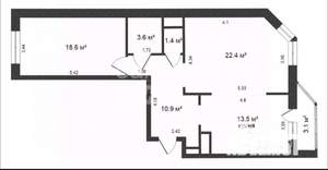 2-к квартира, вторичка, 74м2, 3/17 этаж