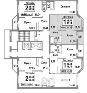 1-к квартира, вторичка, 46м2, 14/14 этаж