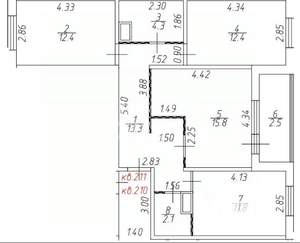 3-к квартира, вторичка, 72м2, 4/19 этаж