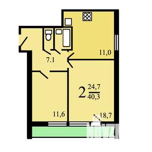 2-к квартира, вторичка, 49м2, 12/16 этаж