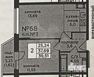 2-к квартира, вторичка, 40м2, 15/16 этаж