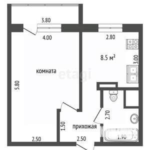 1-к квартира, вторичка, 40м2, 11/14 этаж