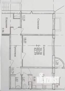 2-к квартира, вторичка, 63м2, 1/17 этаж