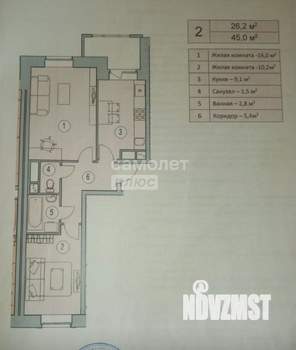 2-к квартира, вторичка, 46м2, 4/8 этаж