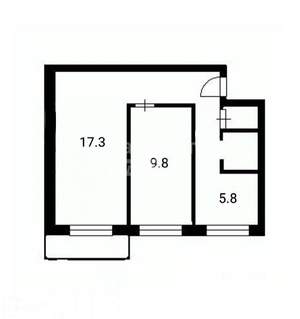 2-к квартира, вторичка, 42м2, 5/5 этаж