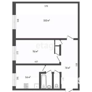 2-к квартира, вторичка, 45м2, 1/5 этаж