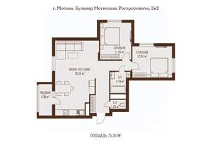3-к квартира, вторичка, 72м2, 4/8 этаж