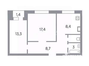 2-к квартира, вторичка, 54м2, 11/12 этаж