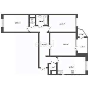 3-к квартира, вторичка, 75м2, 10/17 этаж