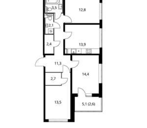3-к квартира, вторичка, 79м2, 5/24 этаж