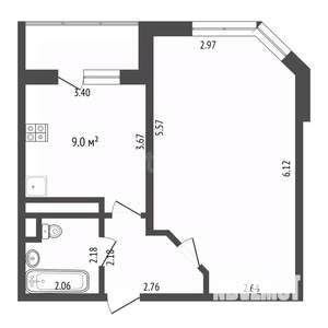 1-к квартира, вторичка, 50м2, 10/17 этаж
