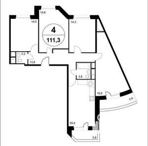 4-к квартира, вторичка, 107м2, 4/17 этаж