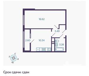 1-к квартира, вторичка, 34м2, 8/8 этаж