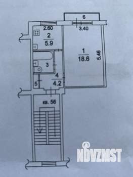 1-к квартира, вторичка, 34м2, 4/5 этаж