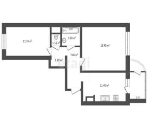 2-к квартира, вторичка, 56м2, 17/17 этаж