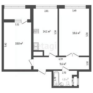 2-к квартира, вторичка, 64м2, 12/17 этаж