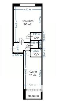 2-к квартира, вторичка, 48м2, 1/17 этаж