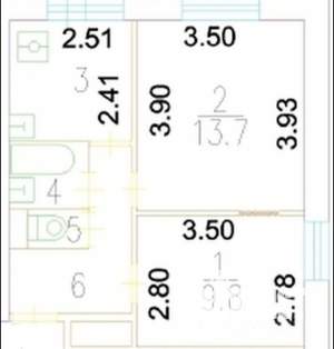 2-к квартира, вторичка, 38м2, 1/14 этаж