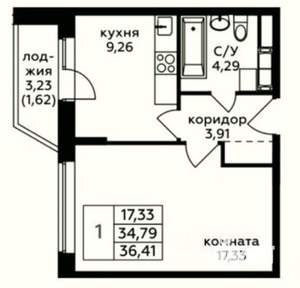 1-к квартира, вторичка, 36м2, 17/18 этаж