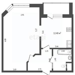 1-к квартира, вторичка, 44м2, 8/17 этаж