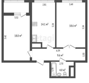 2-к квартира, вторичка, 64м2, 12/17 этаж