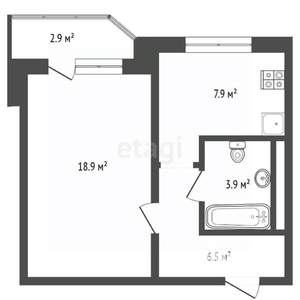 1-к квартира, вторичка, 38м2, 5/17 этаж