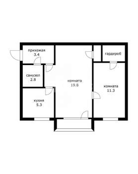 1-к квартира, вторичка, 45м2, 3/5 этаж