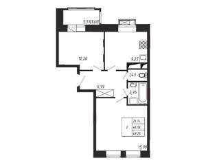 2-к квартира, вторичка, 47м2, 2/8 этаж