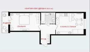 2-к квартира, вторичка, 44м2, 16/16 этаж