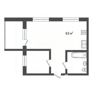 1-к квартира, вторичка, 35м2, 1/4 этаж