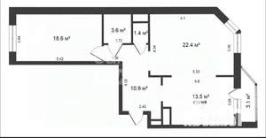 2-к квартира, вторичка, 74м2, 3/17 этаж