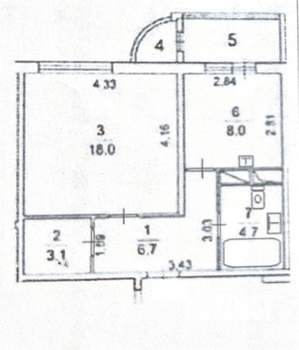 1-к квартира, вторичка, 41м2, 14/17 этаж