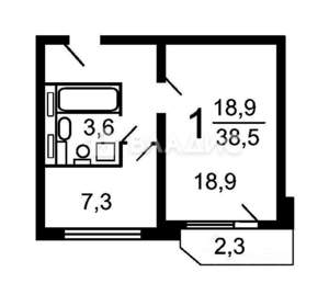1-к квартира, вторичка, 35м2, 11/18 этаж