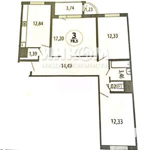 3-к квартира, вторичка, 75м2, 17/17 этаж