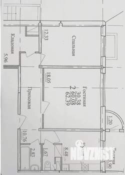 2-к квартира, вторичка, 63м2, 1/17 этаж