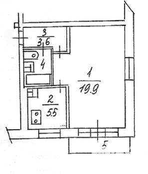 1-к квартира, вторичка, 32м2, 4/5 этаж