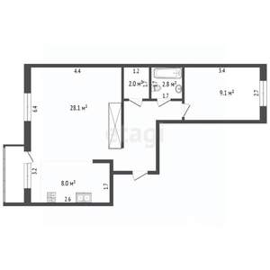 1-к квартира, вторичка, 47м2, 3/9 этаж