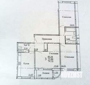 3-к квартира, вторичка, 74м2, 6/17 этаж