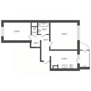 2-к квартира, вторичка, 56м2, 16/17 этаж